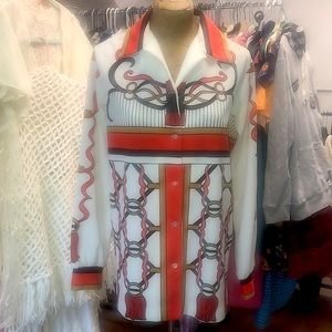 Vintage 1960’s - Hamilton 8 - abstract, polyester shacket top- dagger collar